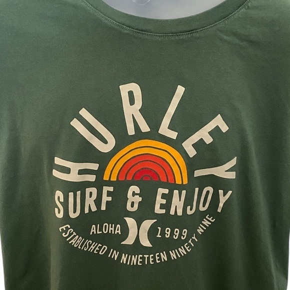 HURLEY “Surf and Enjoy” Green Tee Shirt Men XL - Picture 2 of 5
